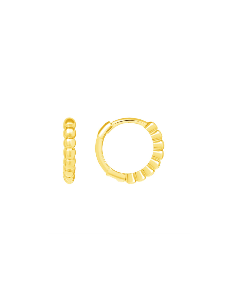 Mini Beaded Huggie Earring 14K
