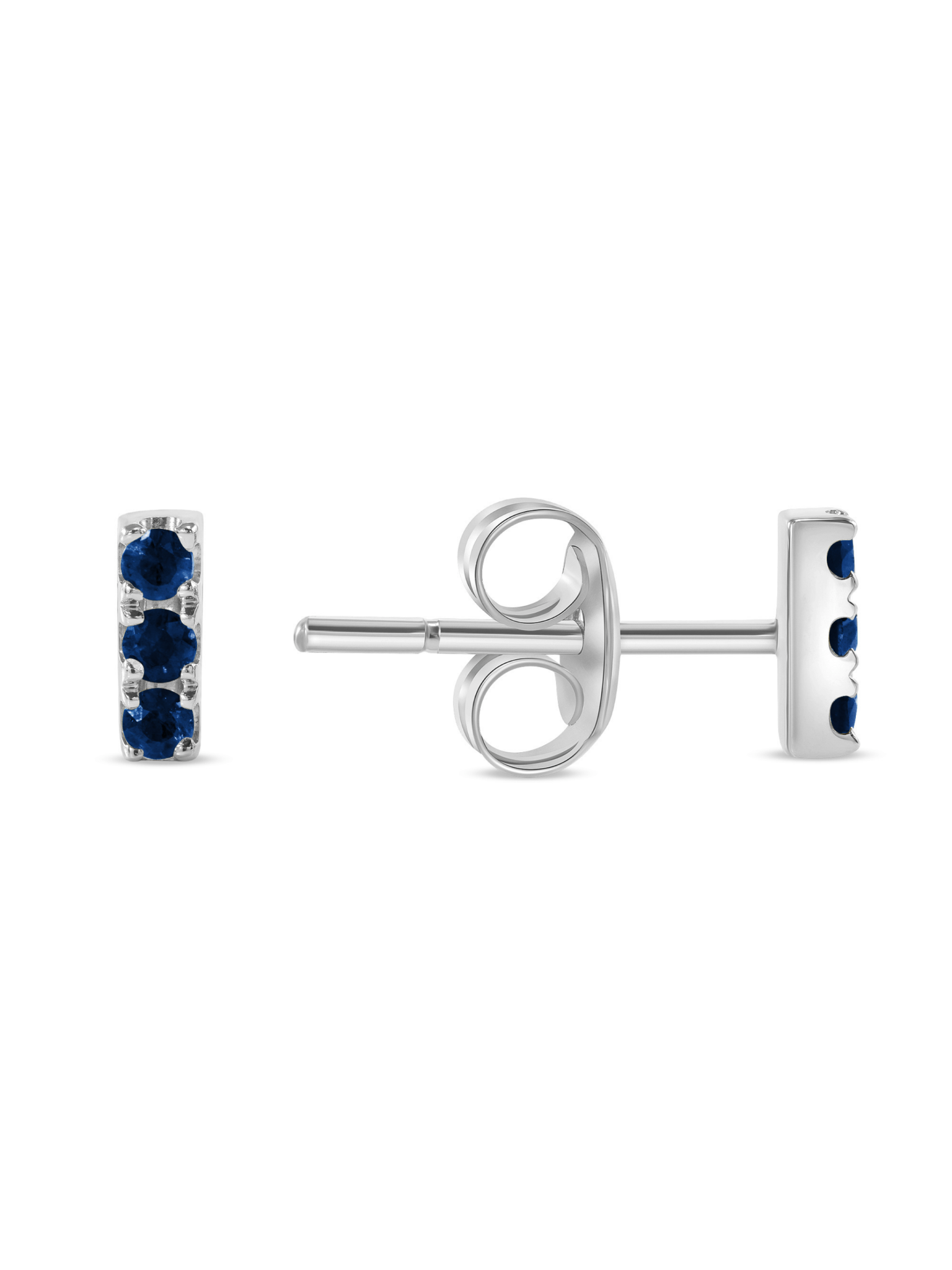 Mini Blue Sapphire Bar Stud Earring 14K - LeMel