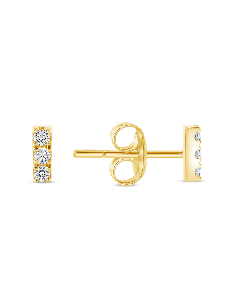 Mini Diamond Bar Stud Earring 14K - LeMel