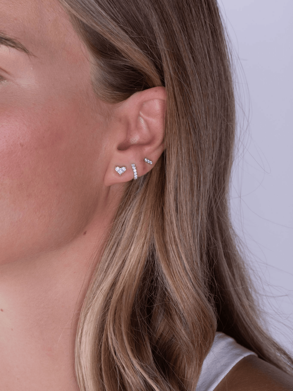 Mini Diamond Bar Stud Earring 14K - LeMel