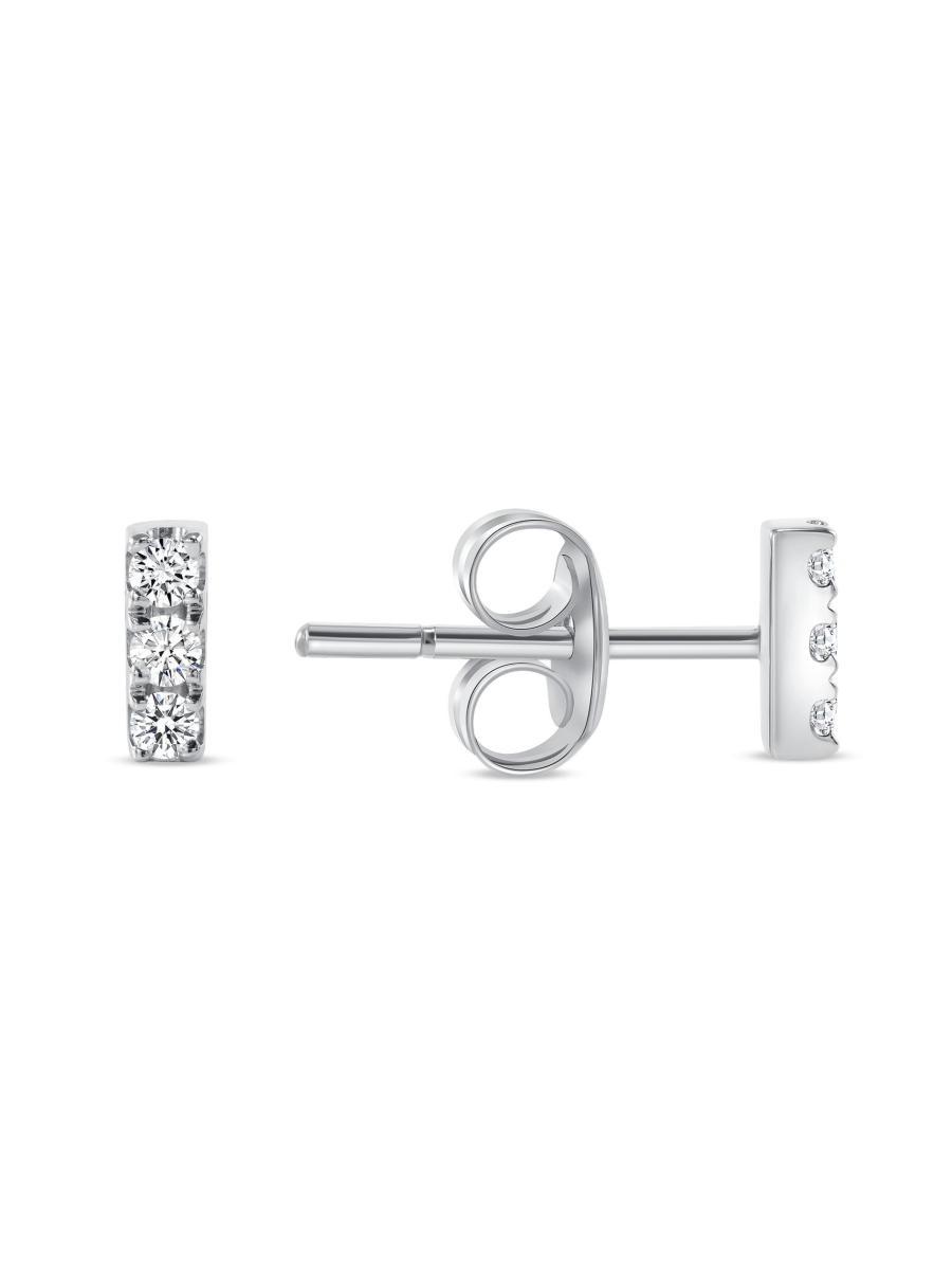 Mini Diamond Bar Stud Earring 14K - LeMel