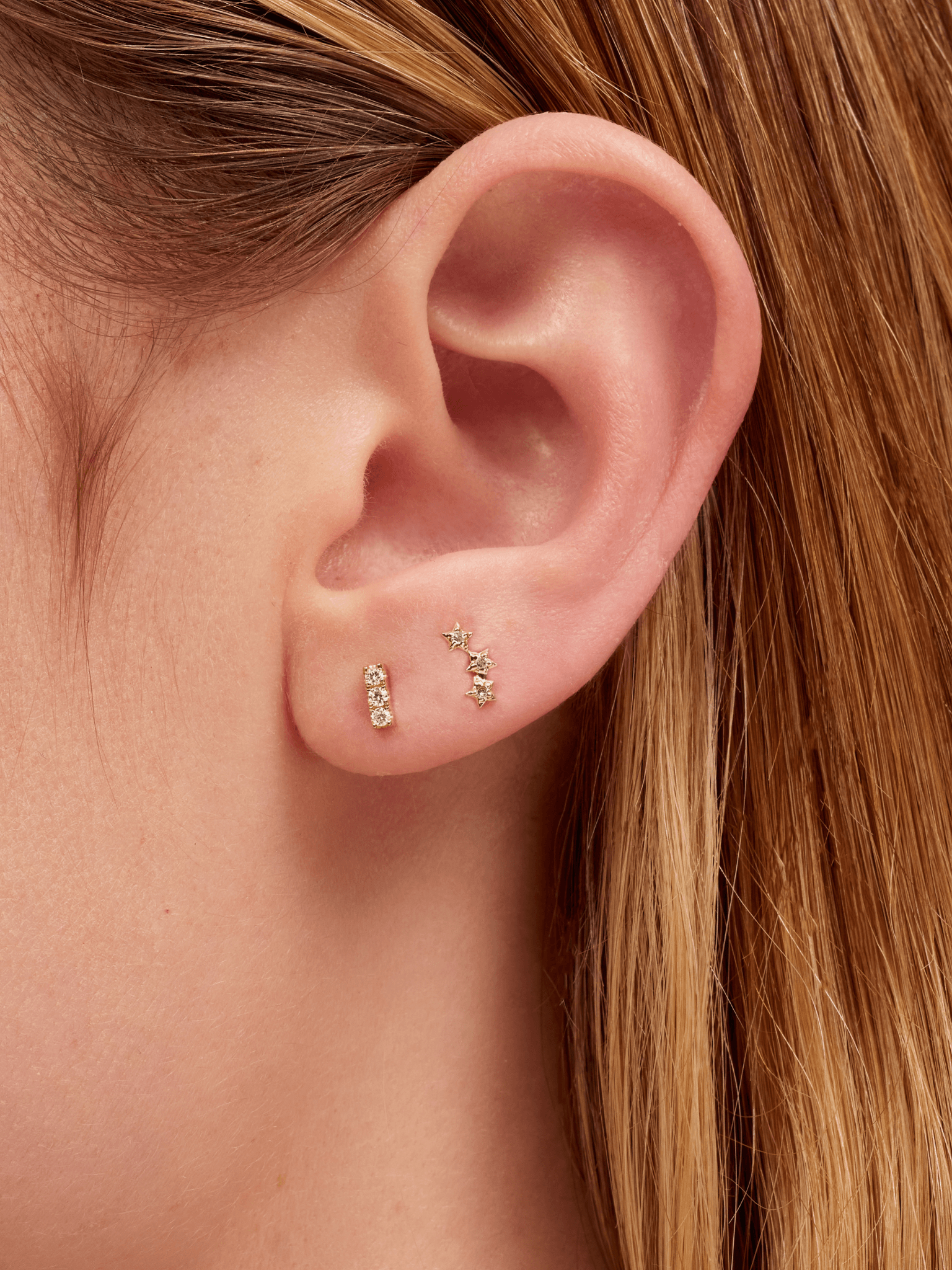 Mini Diamond Bar Stud Earring 14K – LeMel
