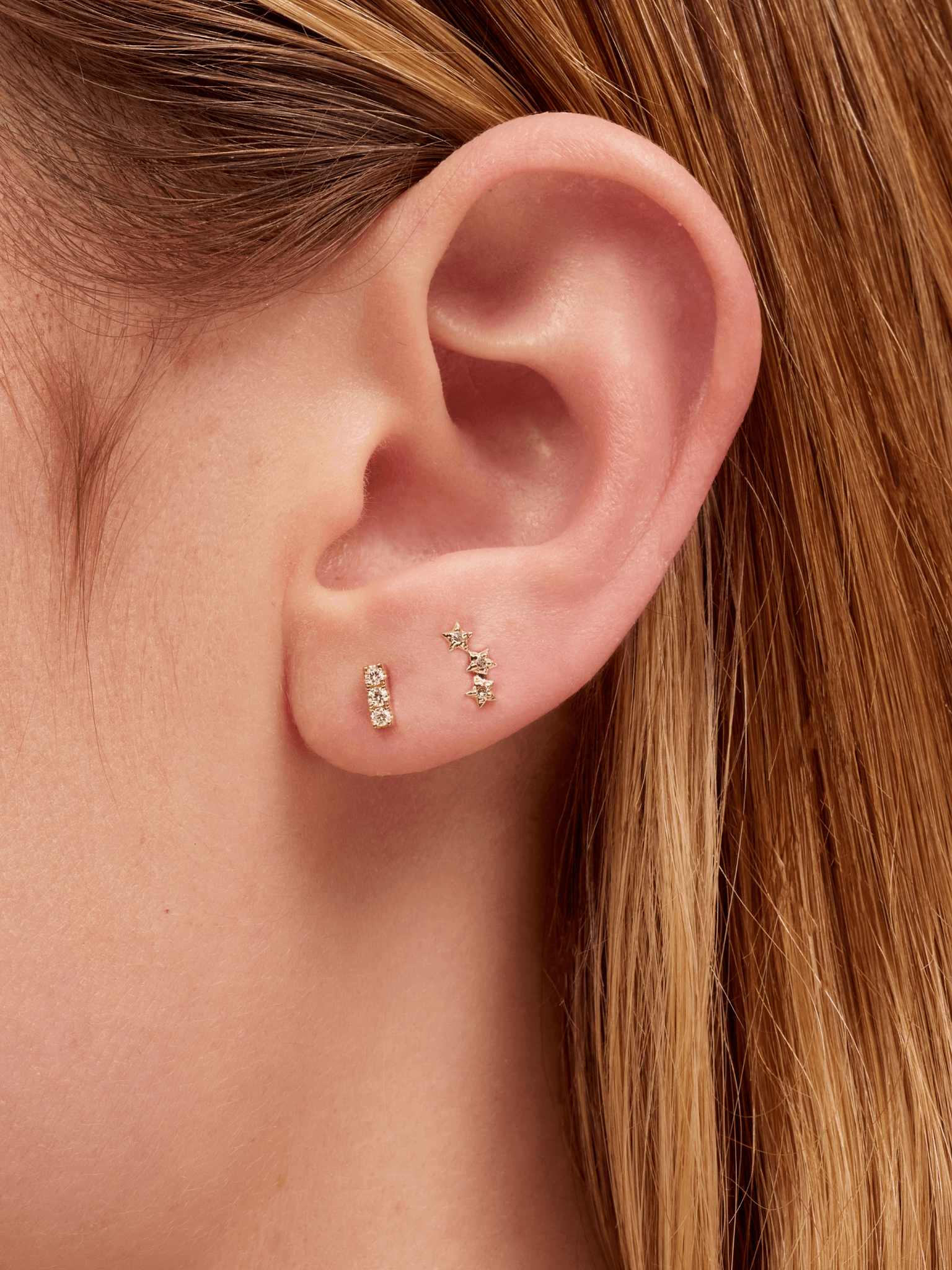 Mini diamond 2025 bar stud earrings