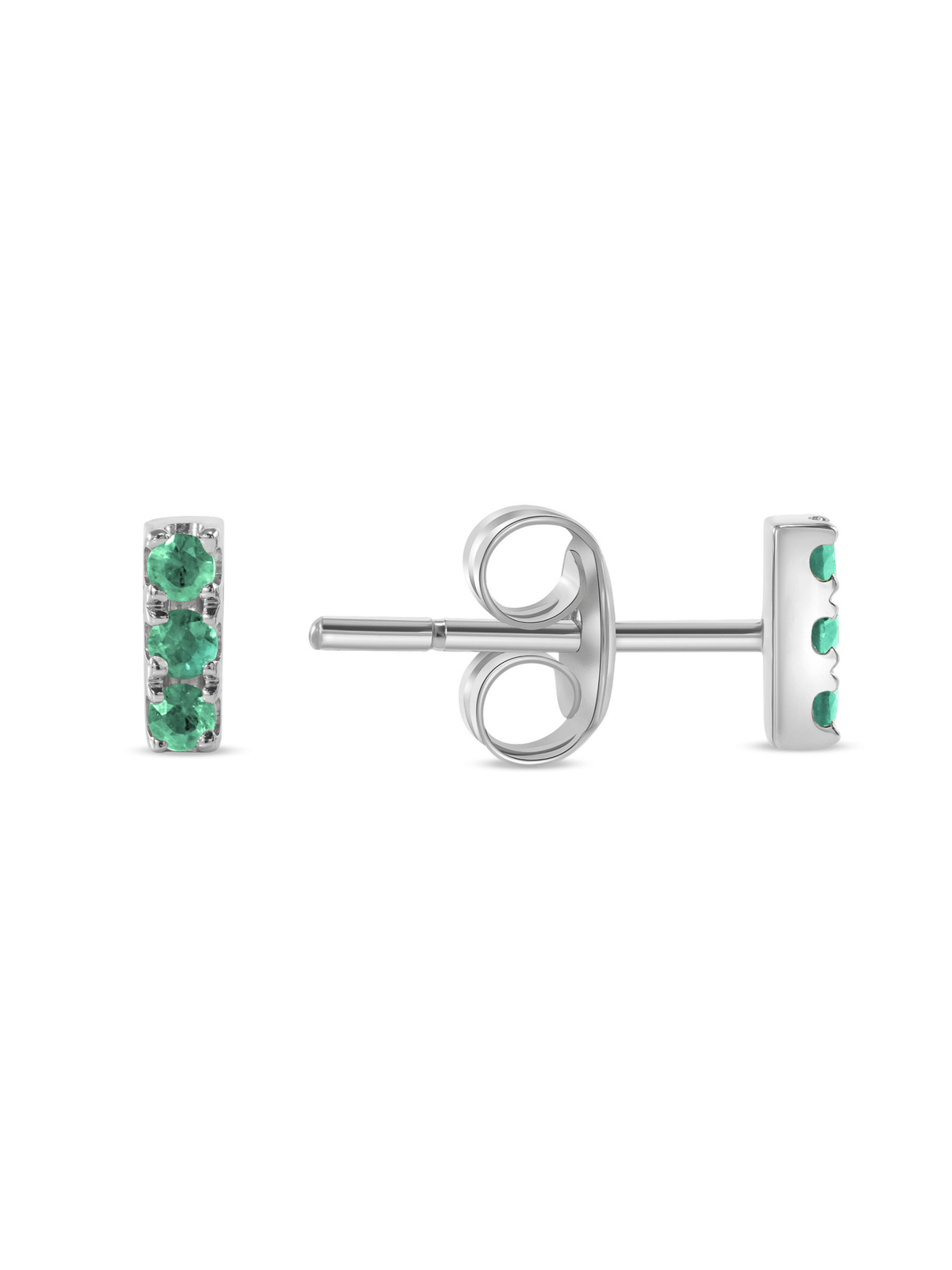 Mini Emerald Bar Stud Earring 14K - LeMel