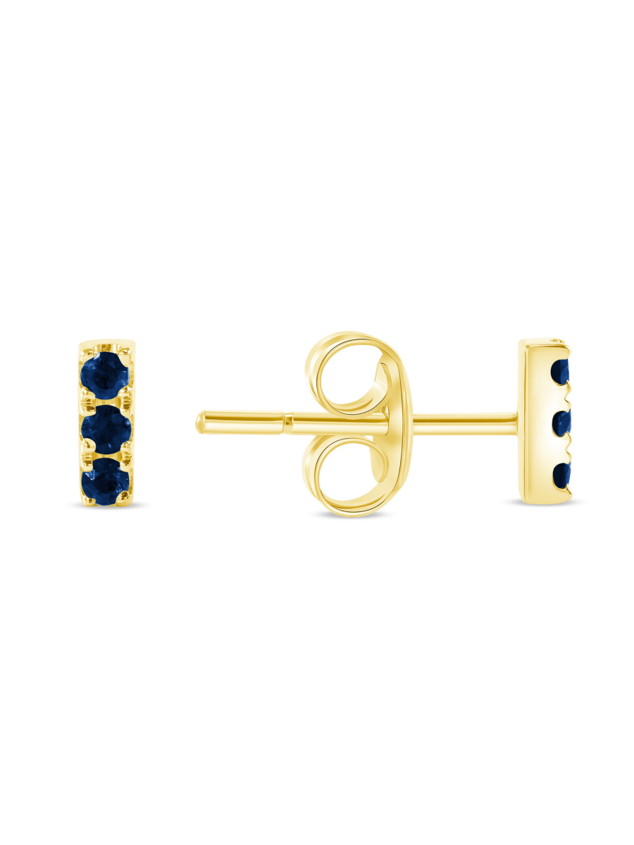 Mini Sapphire Bar Stud Earring 14K - LeMel
