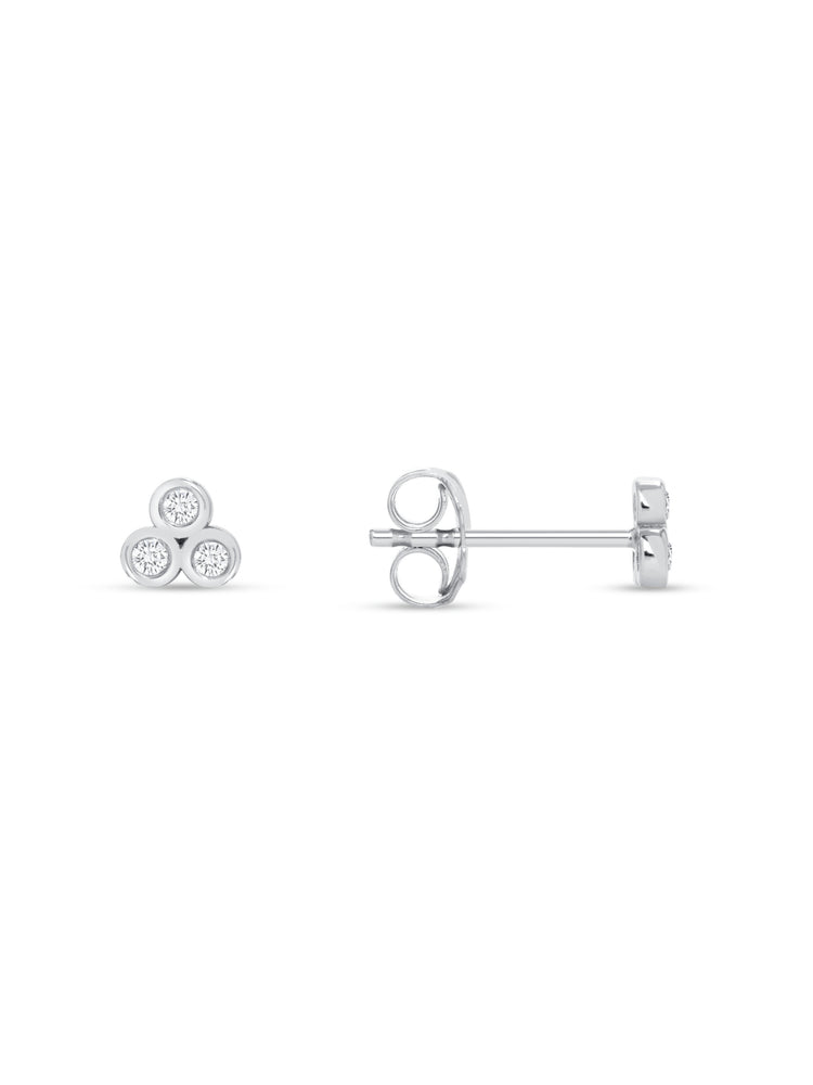 Mini Trio Bezel Stud Earring 14K