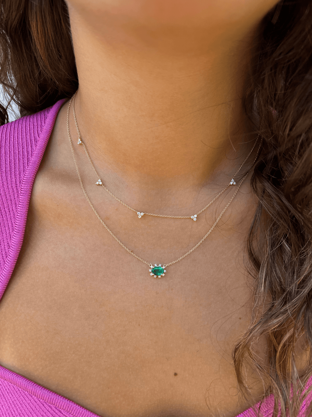 Mini Trio Diamond Layering Necklace 14K - LeMel