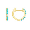 Mini Turquoise and Diamond Huggie Earrings 14K - LeMel
