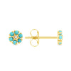 Mini Turquoise Flower Stud Earrings 14K - LeMel
