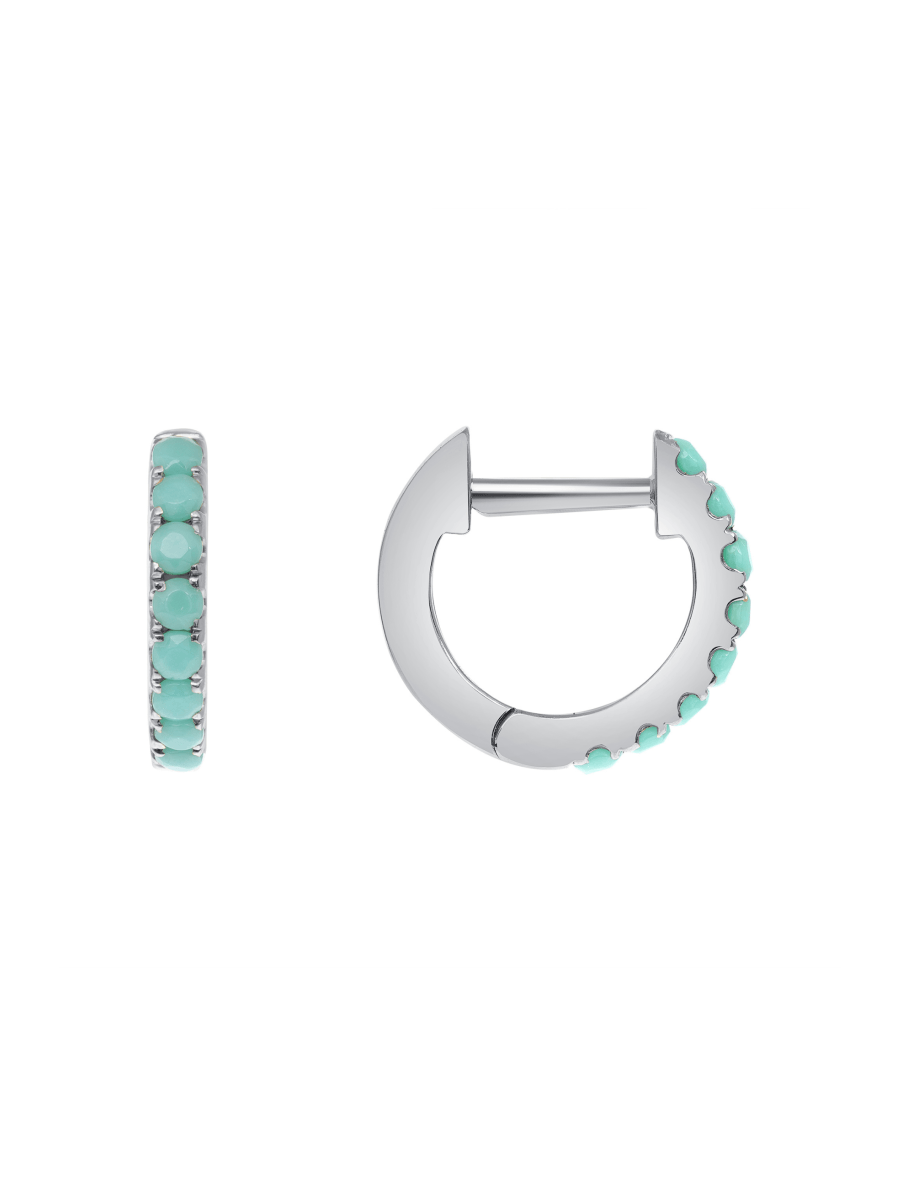 Mini Turquoise Huggie Earring 14K - LeMel