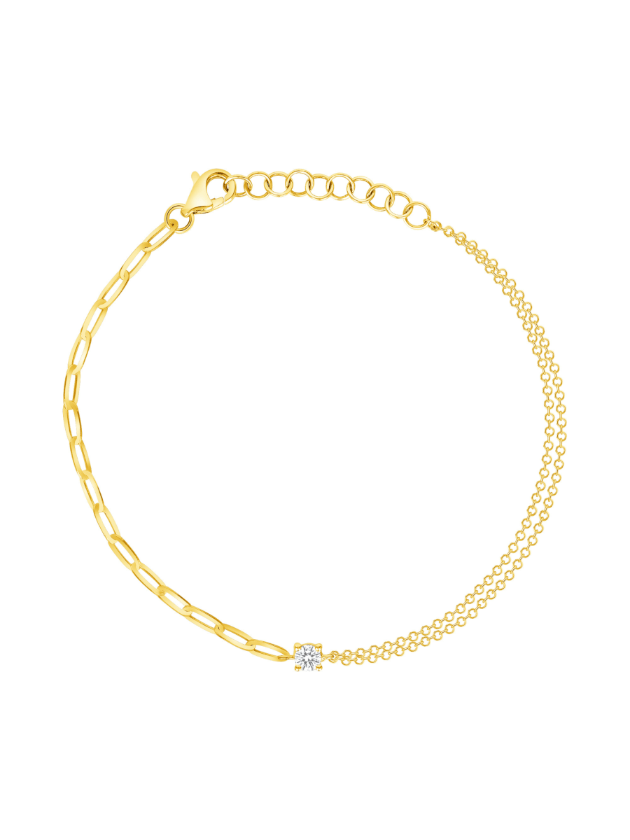 Mixed Chain Diamond Bracelet 14K - LeMel