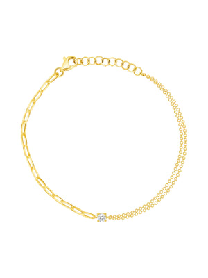 Mixed Chain Diamond Bracelet 14K
