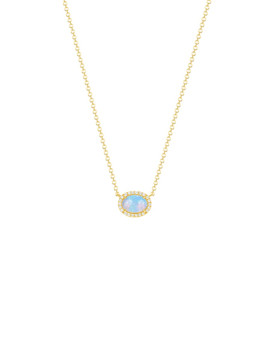 Opal and Diamond Necklace 14K - LeMel