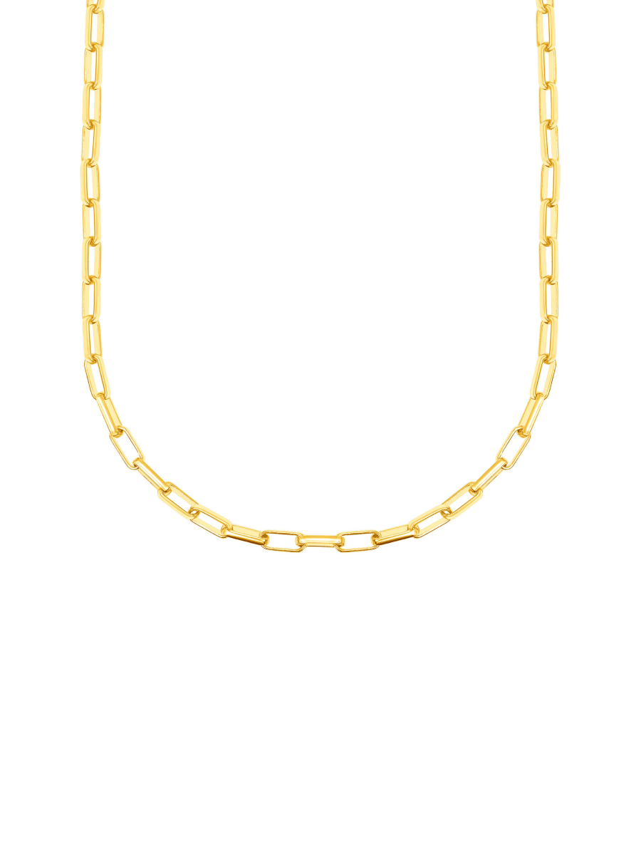 Box chain necklace on white background