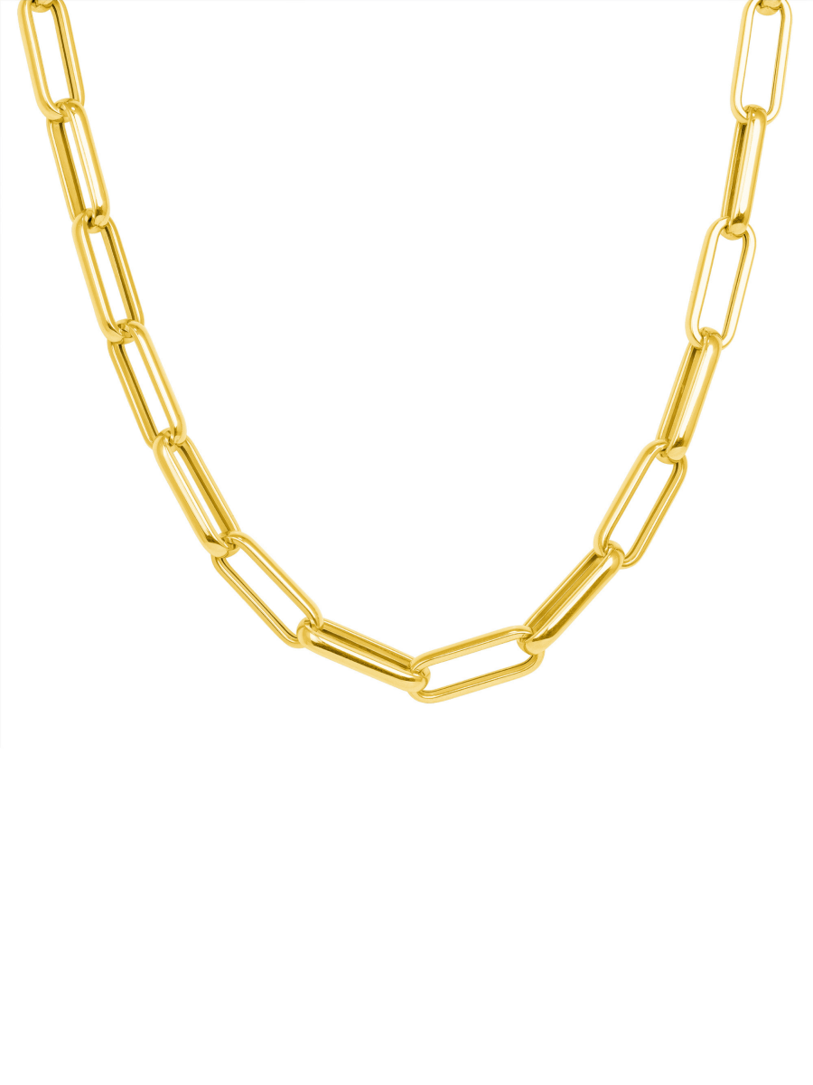 14K yellow gold paperclip chain necklace