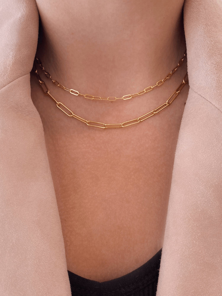 Gold Layering Necklace SET Layer Link Chain Paperclip Necklace L Rope Chain  L Horn Necklace L Layered Necklace L Paperclip Chain Choker 
