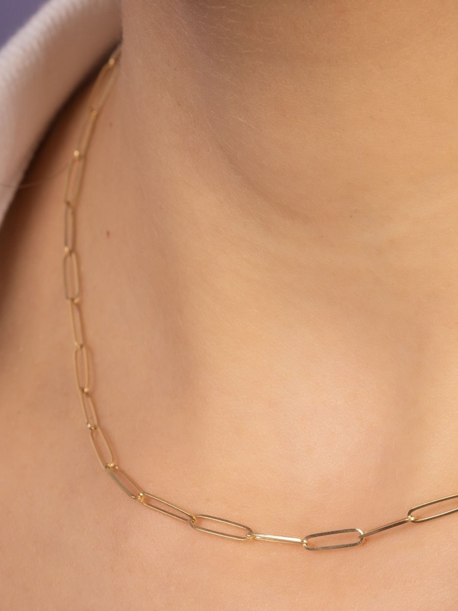 Paperclip chain necklace gold
