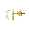 Baguette diamond stud earrings yellow gold on white background