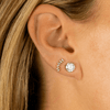 Baguette diamond earring with round diamond stud