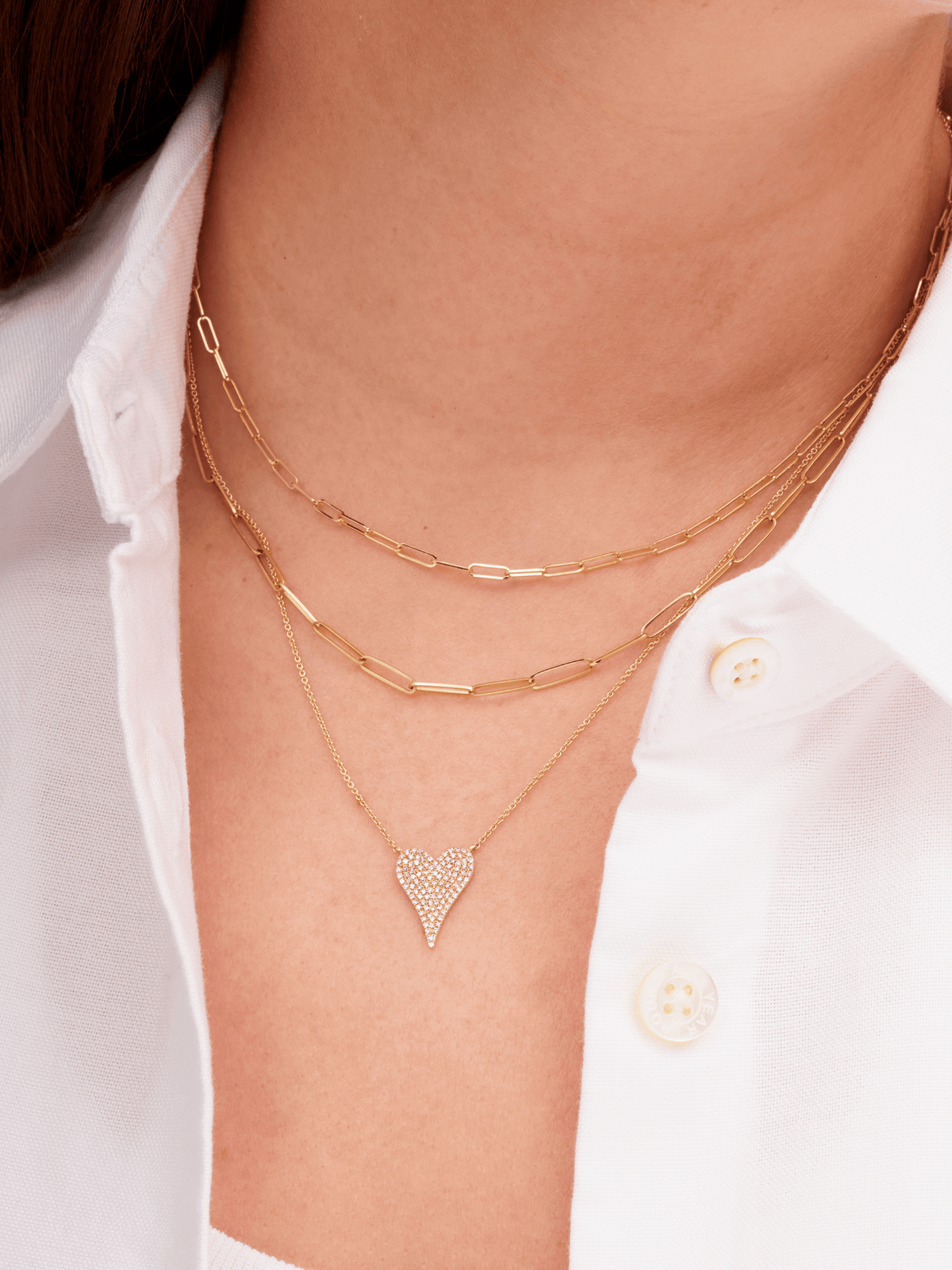 Pave Heart Diamond Necklace 14K - LeMel