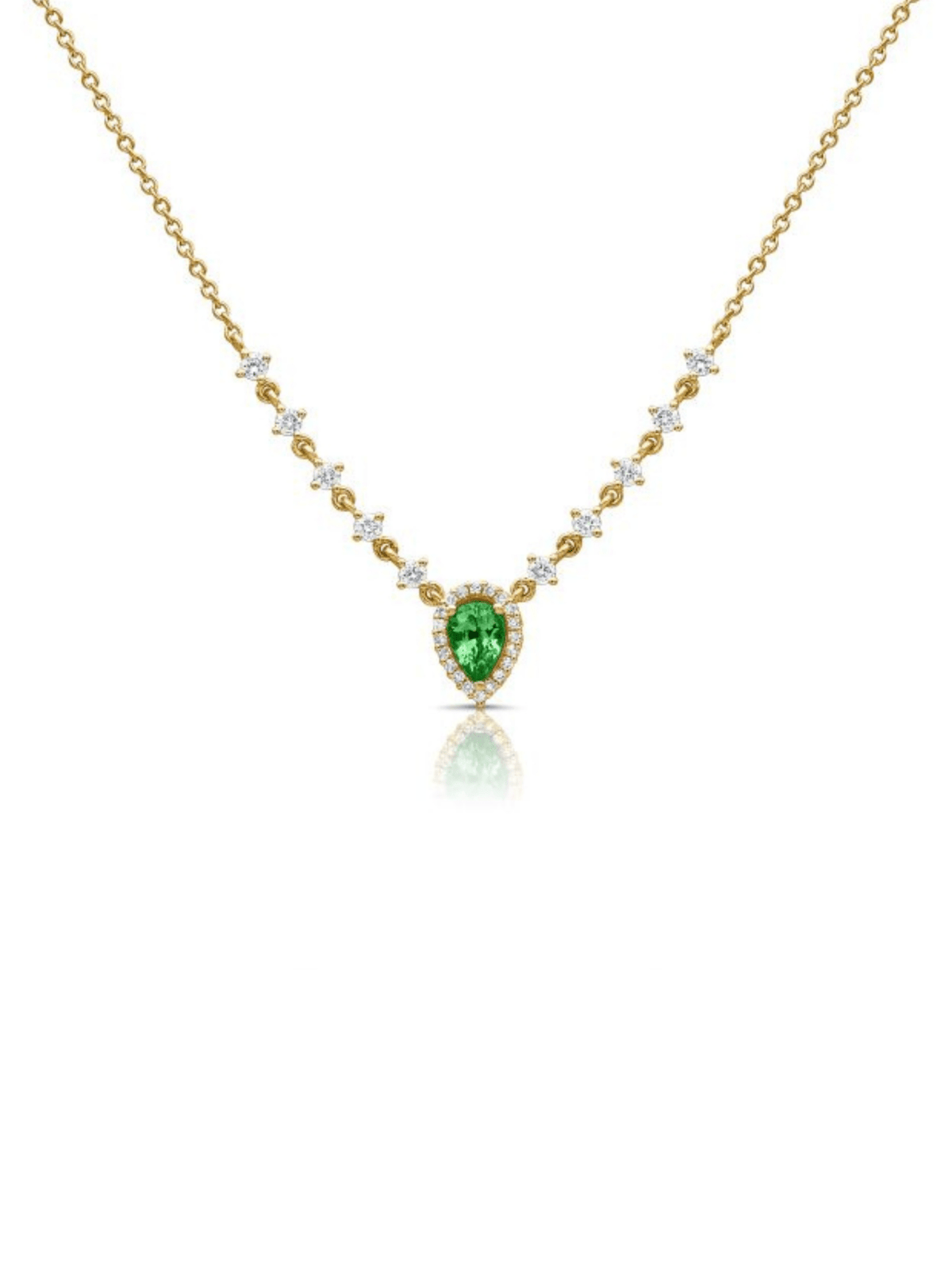 Pear Shaped Emerald Necklace 14K - LeMel