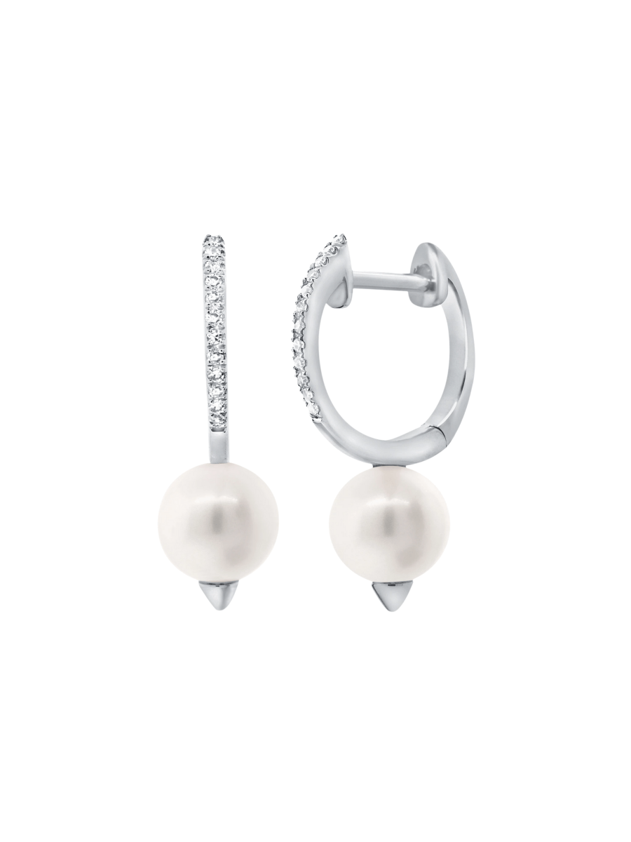 Pearl Drop Huggie Earring 14K - LeMel