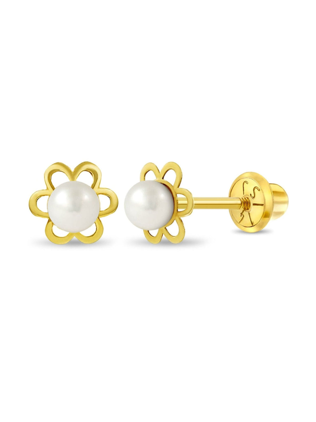 Pearl Kids Flower Earrings 14K - LeMel