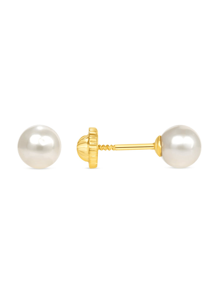 Kid Pearl Stud Earrings 9K
