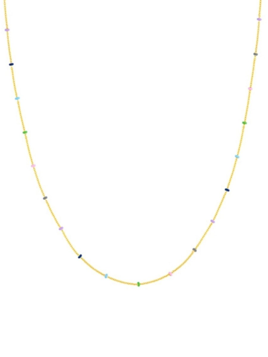 Rainbow Dot Enamel Necklace 14K - LeMel