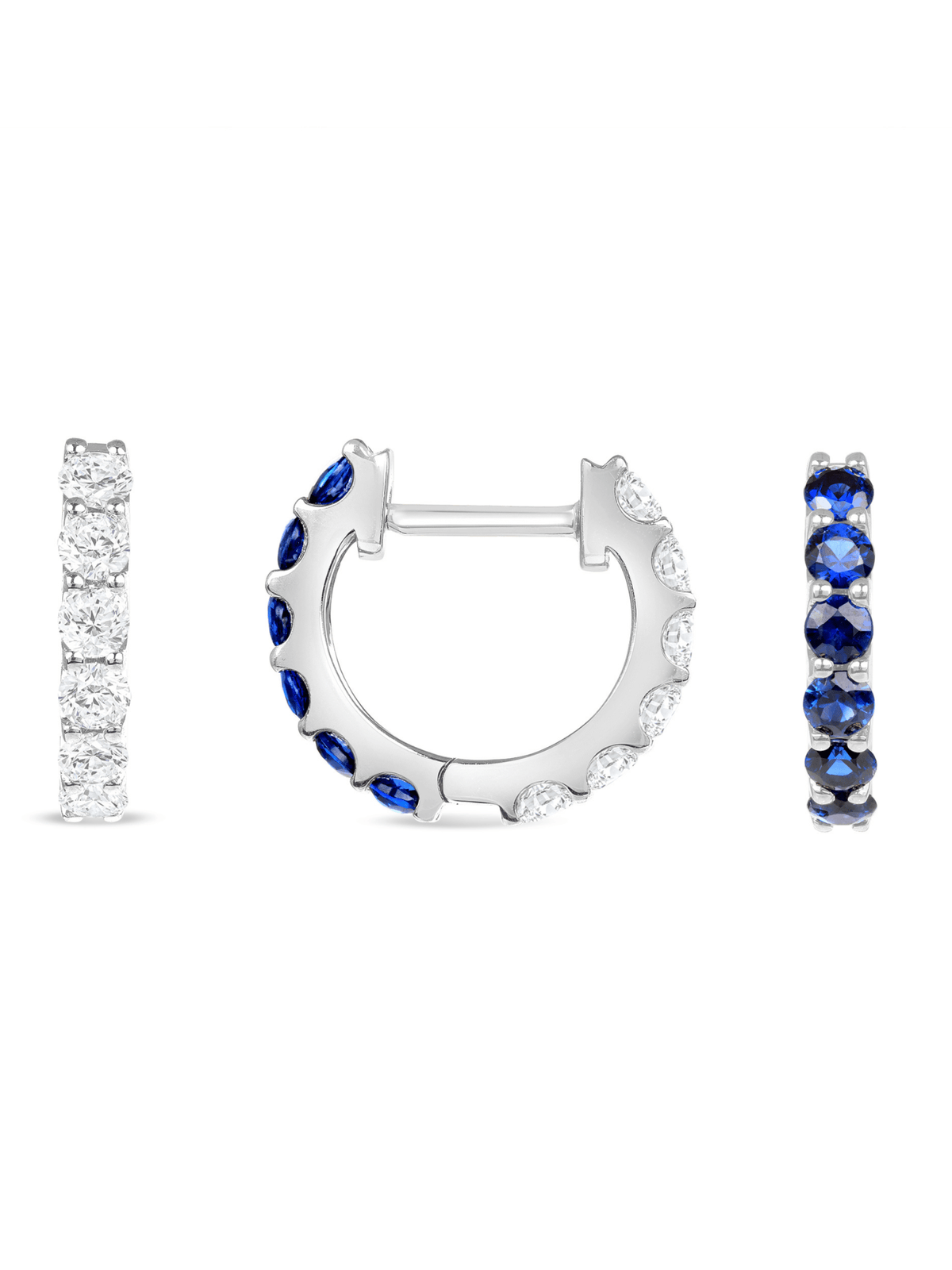 Reversible Blue Sapphire and Diamond Huggie 14K - LeMel