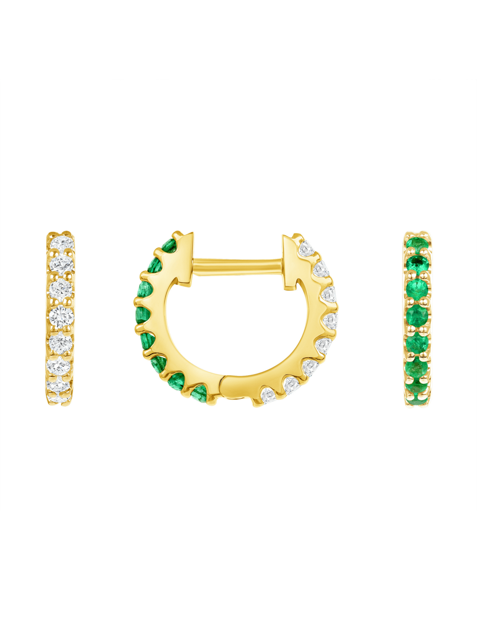 Reversible Emerald and Diamond Huggie 14K - LeMel