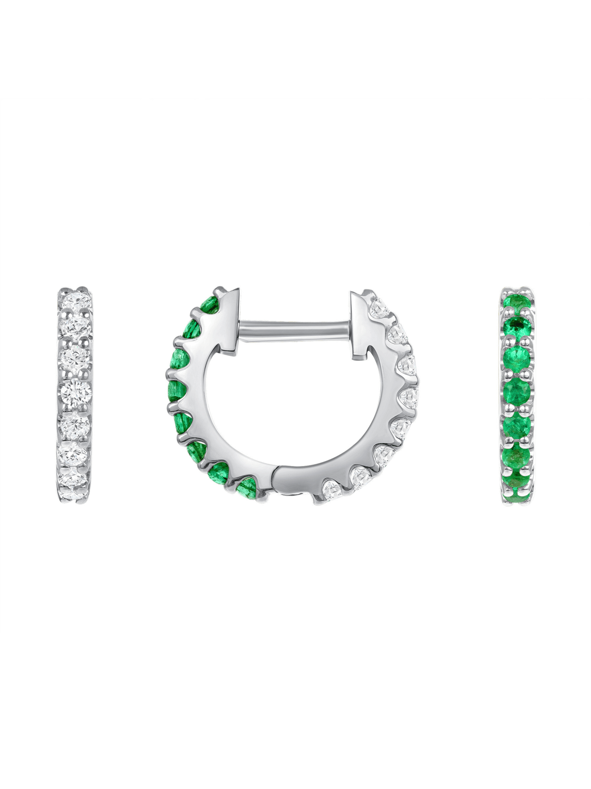 Reversible Emerald and Diamond Huggie 14K - LeMel
