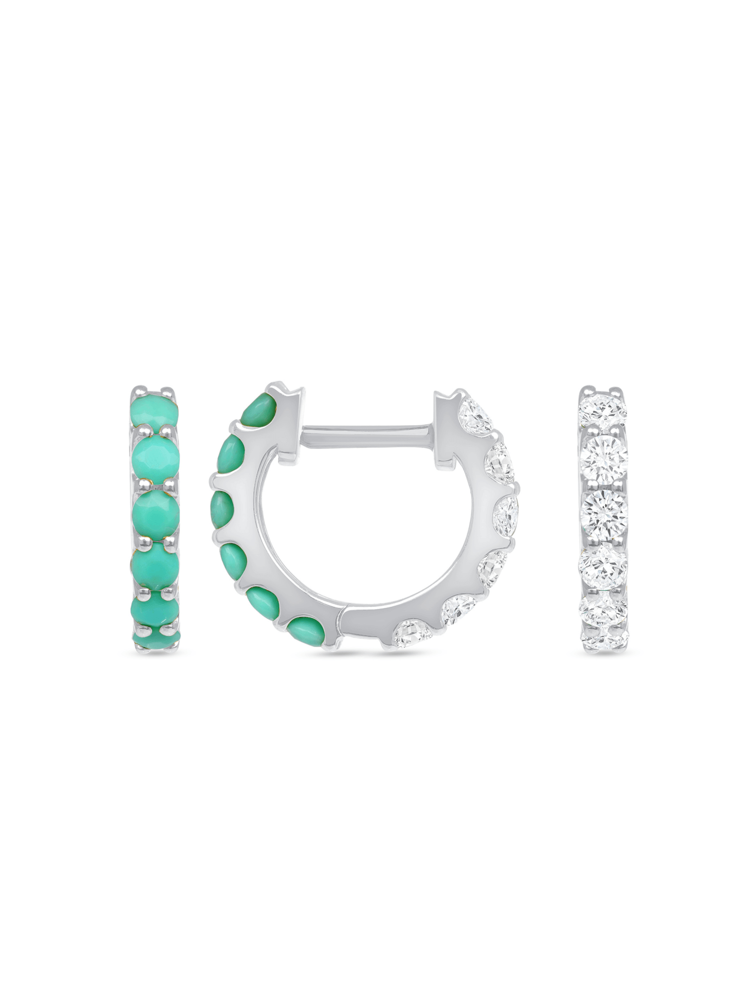 Reversible Turquoise and Diamond Huggie 14K - LeMel