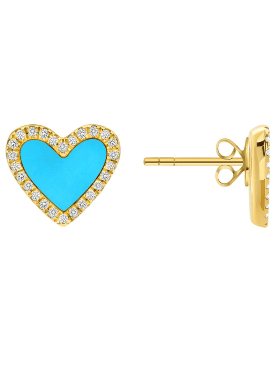 Scarlett Turquoise Diamond Heart Earring 14K - LeMel