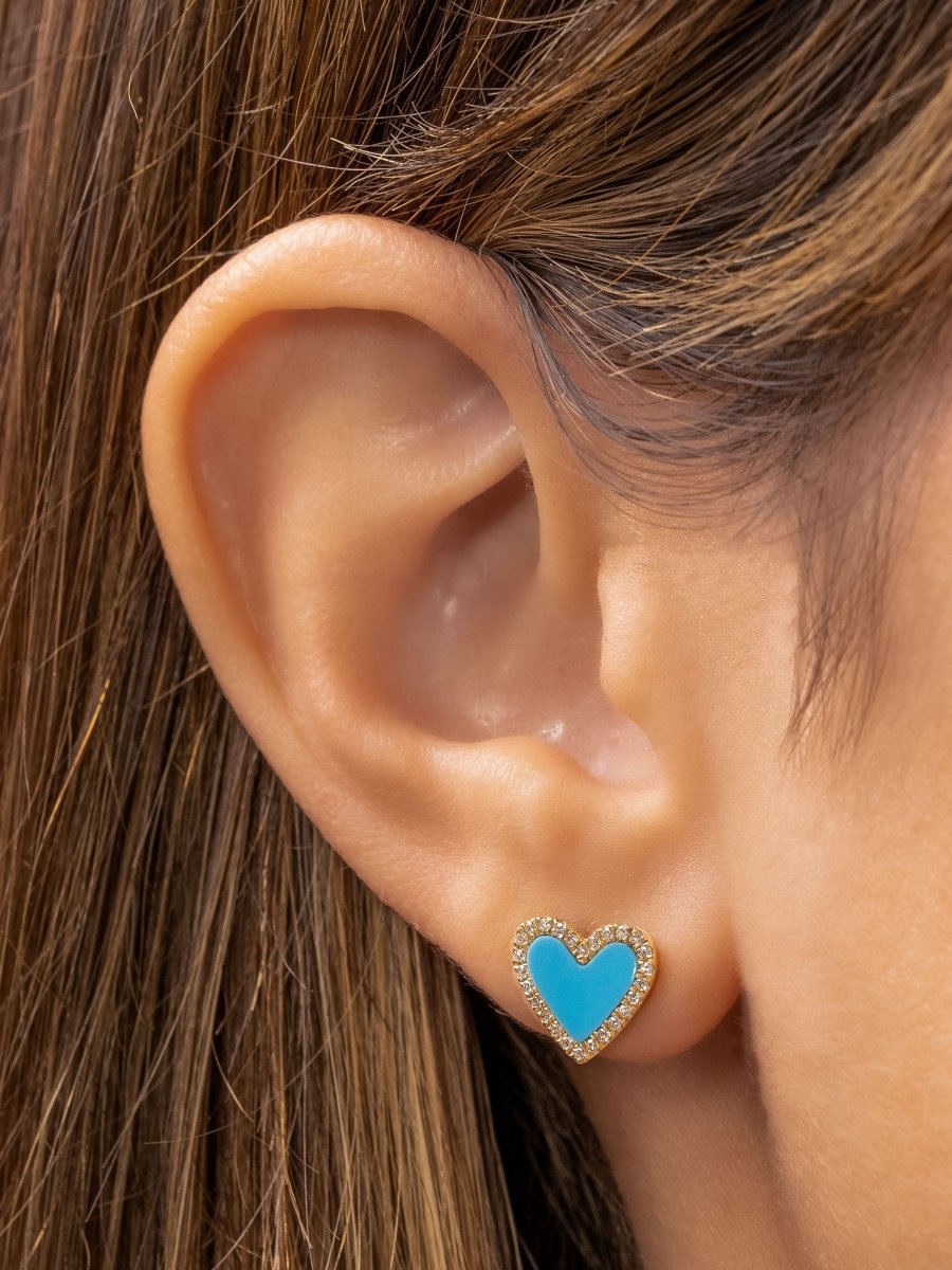 Scarlett Turquoise Diamond Heart Earring 14K - LeMel