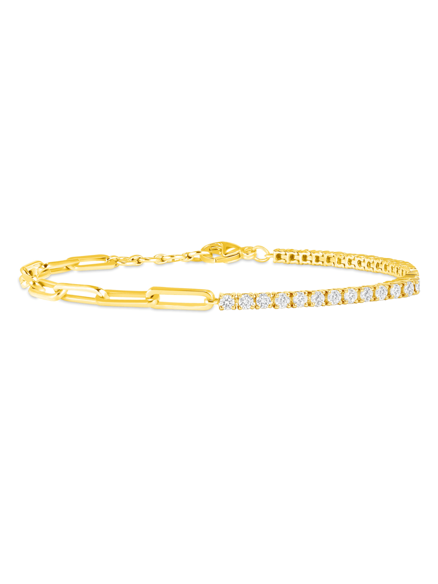 14K gold diamond tennis chain bracelet