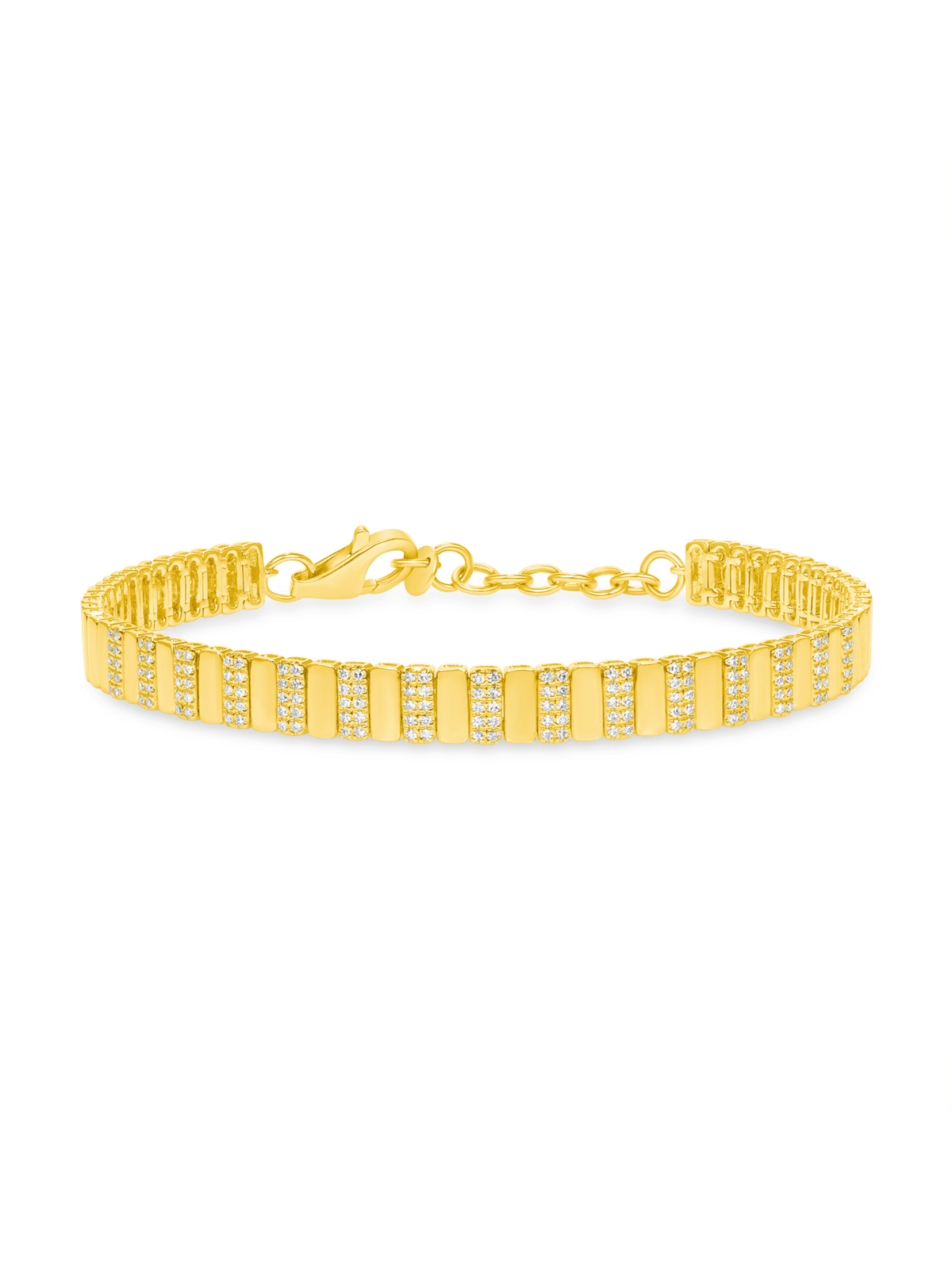 Skinny Fluted Diamond Bracelet 14K - LeMel