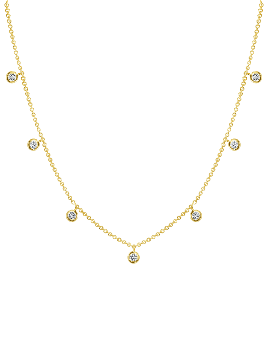 Stephanie Diamond Bezel Dangle Necklace 14K - LeMel