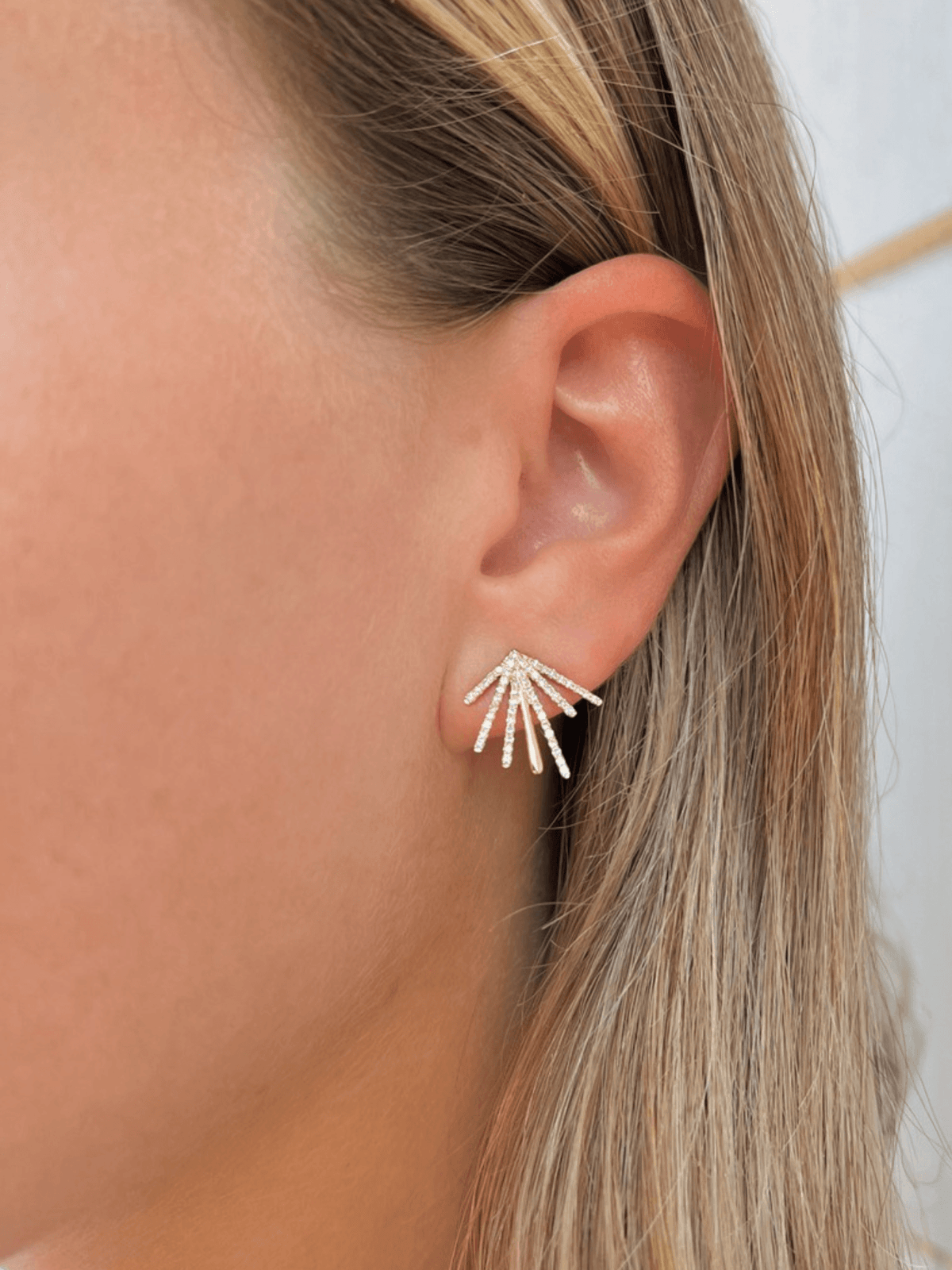Sunburst Diamond Stud Earrings 14K - LeMel