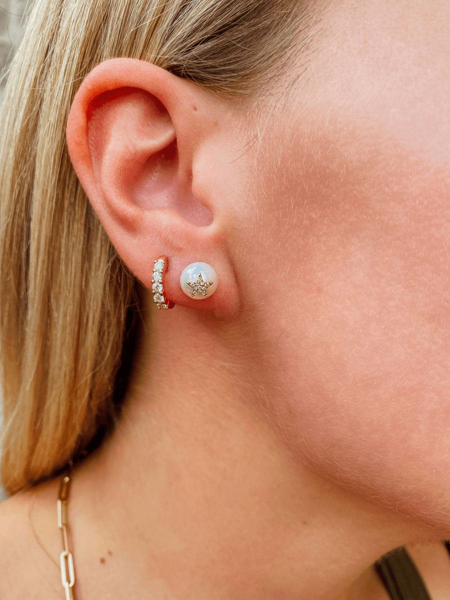 Superstar Pearl Stud Earring 14K - LeMel