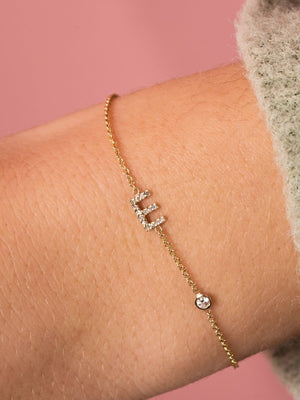 The Diamond Initial Bracelet 14K - 1 Letter