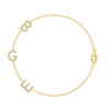 Dainty gold chain bracelet with three pave diamond initials
