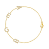 Dainty gold chain bracelet with four pave diamond initials