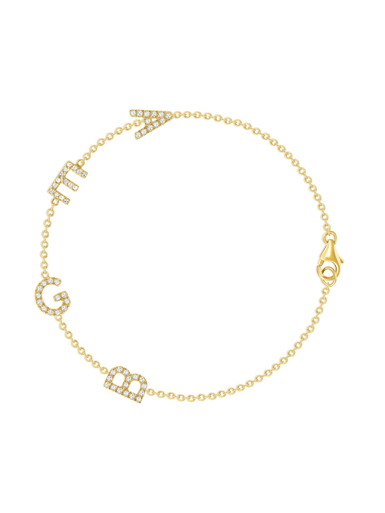 The Initial Bracelet with Diamonds - 18K Gold Vermeil | Initial bracelet  gold, Initial bracelet, Initial bracelet silver