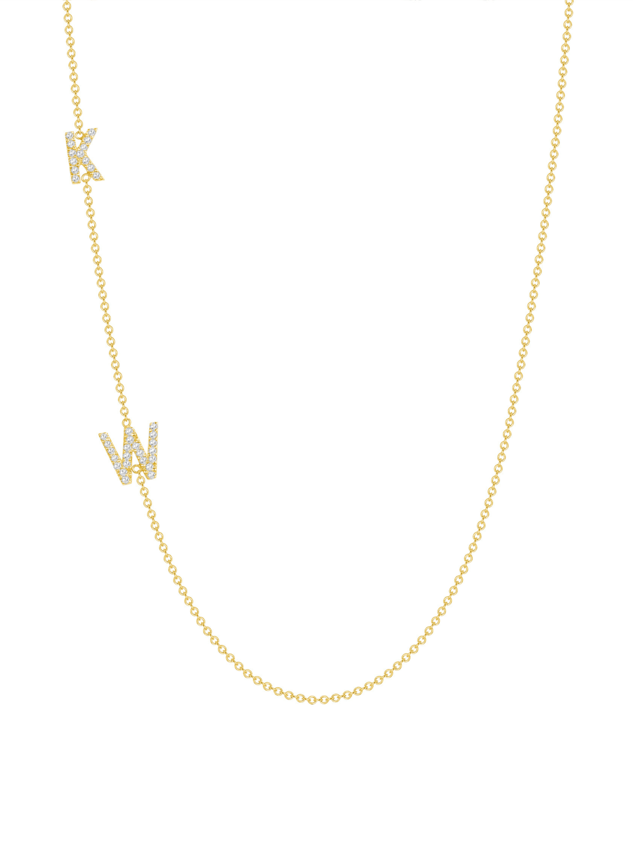 The Diamond Initial Necklace 14K 2 Letters