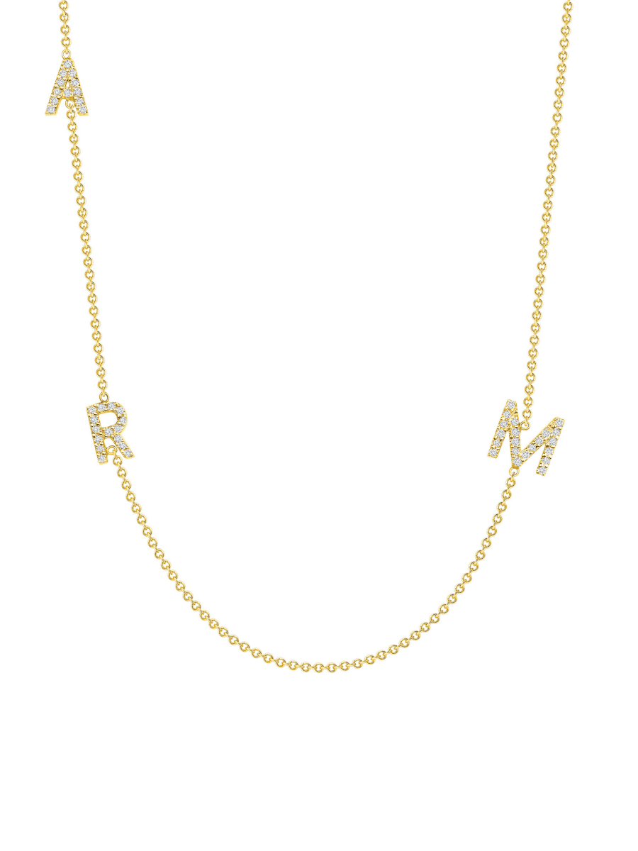 The Diamond Initial Necklace 14K - 3 Letters - LeMel