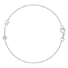 Dainty white gold chain bracelet with single initial and single diamond