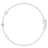 Dainty white gold chain bracelet with two initial letters and single diamond