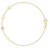 Dainty yellow gold chain bracelet with three initials and single diamond