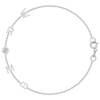Dainty white gold chain bracelet with four initials and single diamond